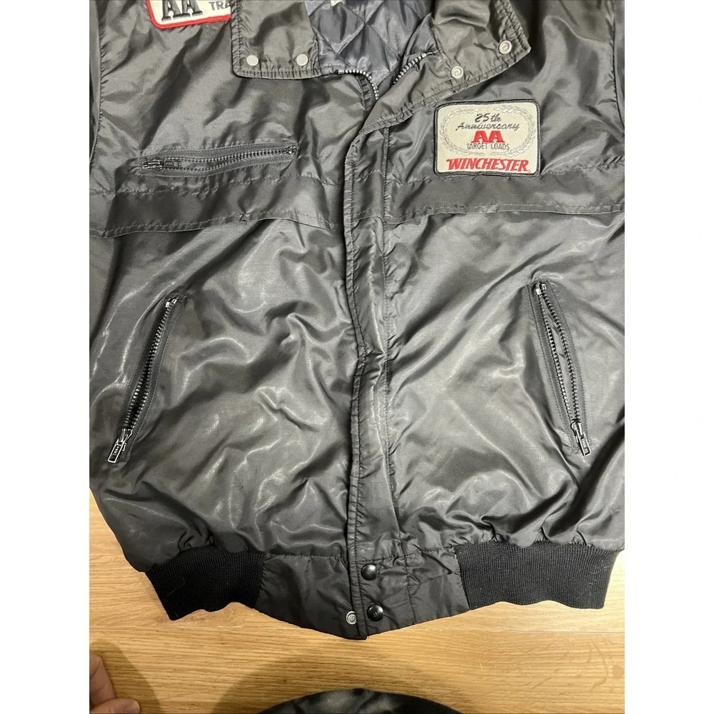 Vintage K‎ Brand Men's Large Black Bomber Jacket Winchester Target Loads 25th